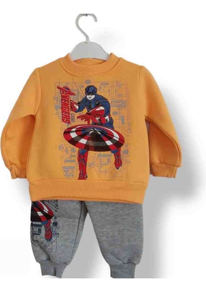 Erkek Bebek Çocuk Alt Üst Eşofman Takımı Kışlık 3 Ip Şardonlu Avengers Model