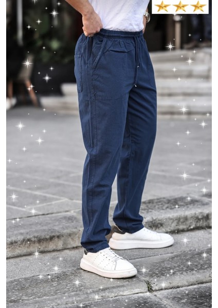 3A Moda Haki Renk Erkek Yazlık Keten Karışımı Relaxed Pantolon