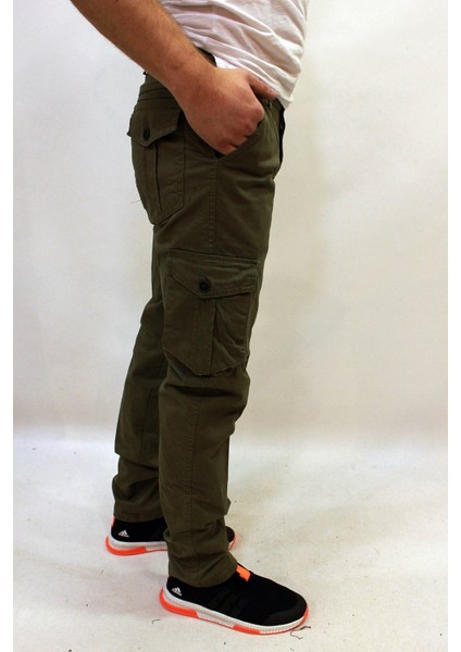 Meto1 Düz Paça Kanvas Erkek Askeri Kargo Pantolon Haki fırsatları