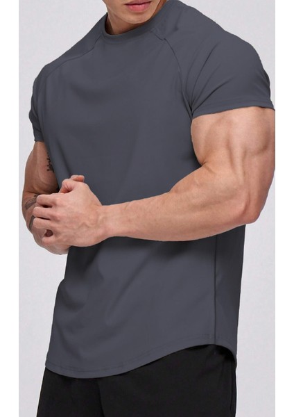 Erkek Running Sports Reglan Oval Kesim Penye T-Shirt