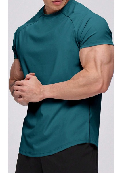 Erkek Running Sports Reglan Oval Kesim Penye T-Shirt