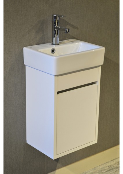 Turkuaz Seramik Banyo Tuvalet Mini Lavabo 26 x 36 cm %100MDF (Banyo Dolabı)