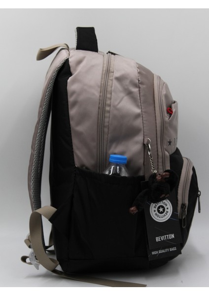 Özel Su Itici Kumaş Unisex Vizon-Siyah Okul Sırt Çantası 34400 fırsatları