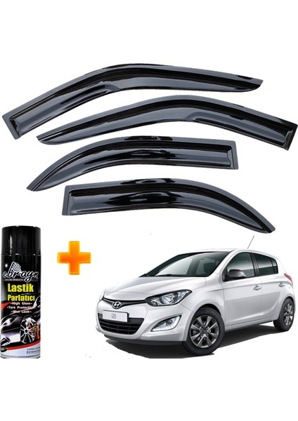 Hyundai I20 Mügen Cam Rüzgarlığı 2012-2014 Arası 4 Lü Takım +500ML Lastik Parlatıcı