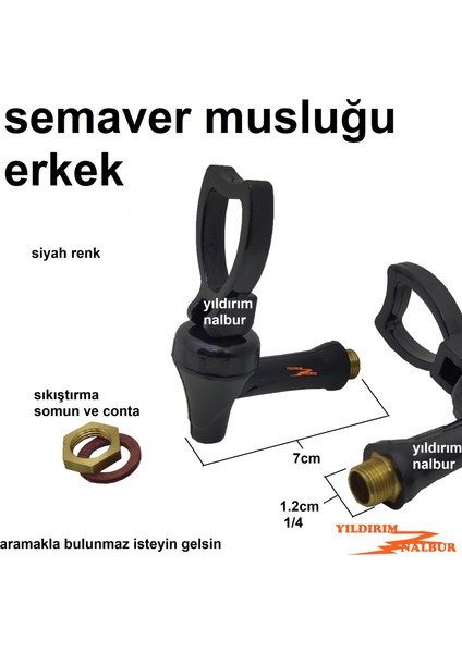 Yıldırım Nalbur Semaver Musluğu Erkek 1/4 Çay Musluğu Kahveci Musluğu Plastik