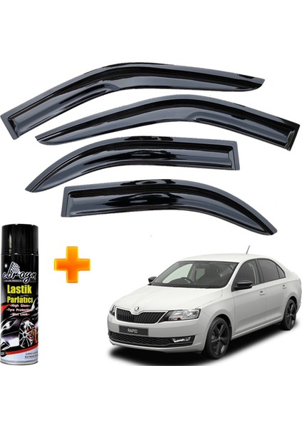 Skoda Rapid Sedan Mügen Cam Rüzgarlığı 2012 Sonrası 4 Lü Takım +500ML Lastik Parlatıcı fiyatları