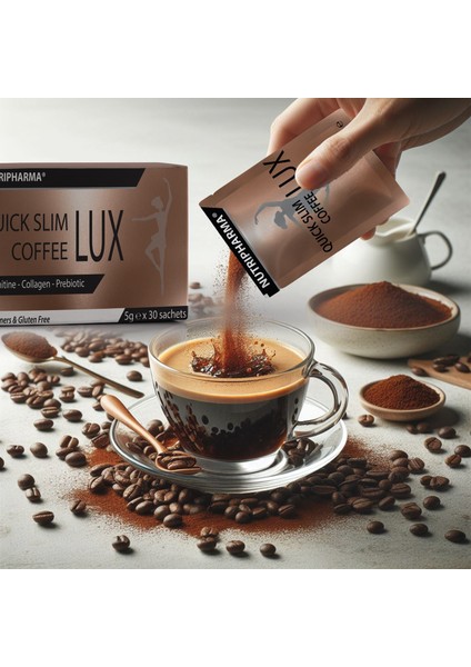 Quıck Slım Coffee Lux,biyoaktif Kolajen Peptidleri,l-Karnitin,prebiyotikli Form Kahve, 5g x 30 Saşe