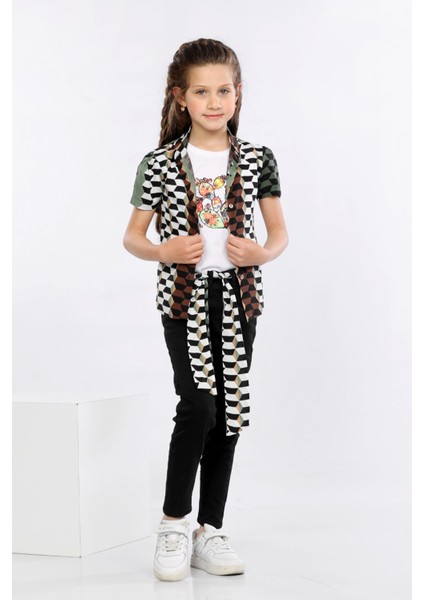 Geometrik Desen Baskılı Renkli Gömlek, Tişört ve Kot Pantolon 3 Lü Takım MRN2410 fiyatları