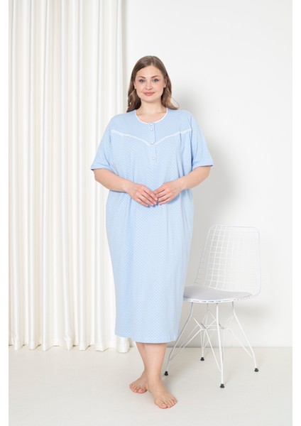 %100 Pamuklu Penye Kısa Kol Büyük Beden Anne Geceliği 051 fiyatları