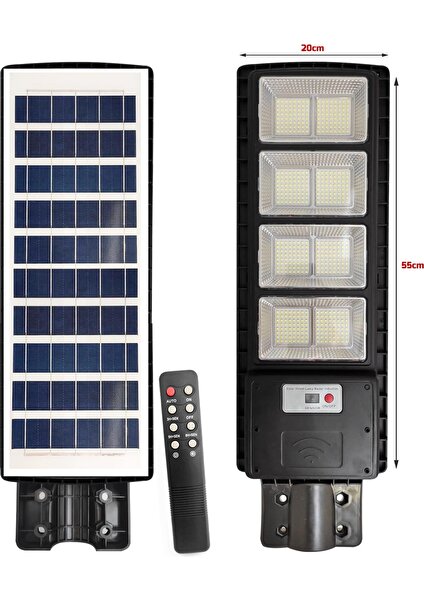 RC-13041 400WATT 512 Ledli Güneş Enerjili Solar Sokak Lambası Kumandalı/hareket Sensörlü/parlaklık ve Zaman Ayarlı