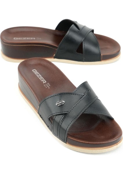 15203 Siyah Kadın Günlük Düz Terlik