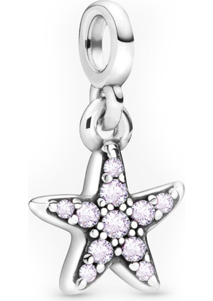 Pudra Renk Yıldız Me Gümüş Charm NUR-BL09765