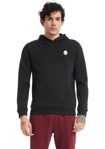 Lisanslı Kapüşonlu Siyah Sweatshirt
