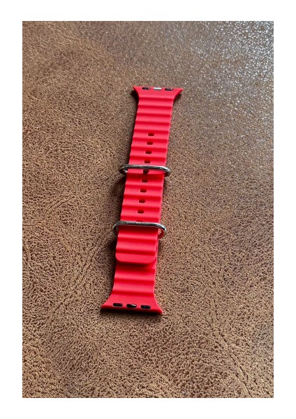 Apple Watch 3 4 5 6 7 8 9 Se Uyumlu 38-40-41MM Ocean Kordon Kaliteli Silikon Kayış Kırmızı