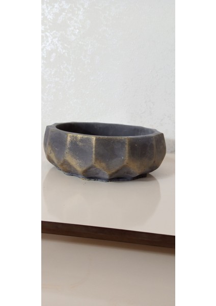 Saf Beton Geometrik Bonsai ve Aranjmana Özel Taş Saksı Suya Karşı 121 Yıl Ömürlü 009
