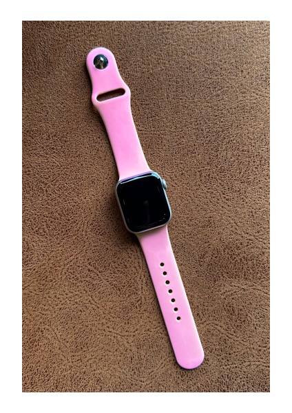 Apple Watch 3 4 5 6 7 8 9 Se Uyumlu 38-40-41MM Klasik Kordon Silikon Kayış Pembe
