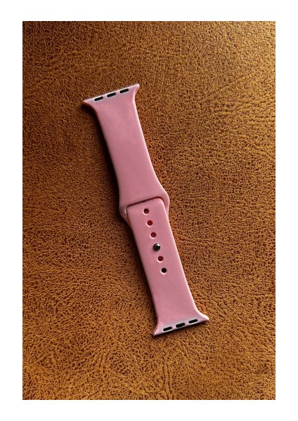 Apple Watch 3 4 5 6 7 8 9 Se Uyumlu 38-40-41MM Klasik Kordon Silikon Kayış Pembe