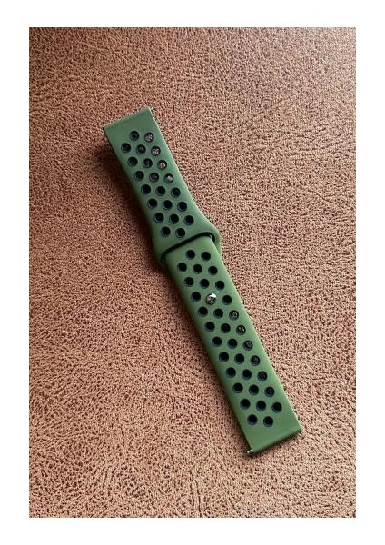 Xiaomi Watch S1 Uyumlu 22MM Delikli Nike Kordon Silikon Kayış Koyu Yeşil-Siyah