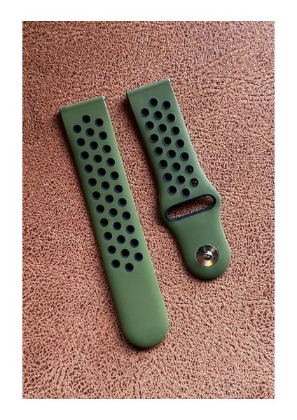 Xiaomi Watch S1 Uyumlu 22MM Delikli Nike Kordon Silikon Kayış Koyu Yeşil-Siyah