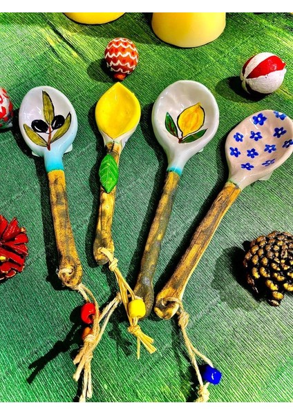 Eleia Serisi Seramik Ikram ve Servis Kaşıkları - Mavi Çiçek (16 Cm) fiyatları