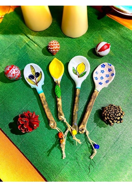 Eleia Serisi Seramik Ikram ve Servis Kaşıkları - Mavi Çiçek (16 Cm) fırsatları