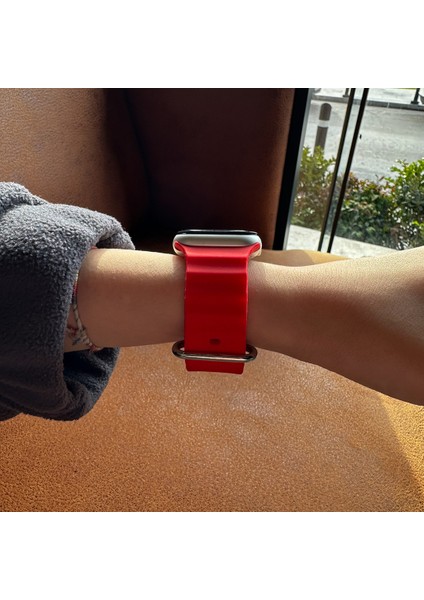 Apple Watch 7 Uyumlu 41MM Ocean Kordon Kaliteli Silikon Kayış Kırmızı