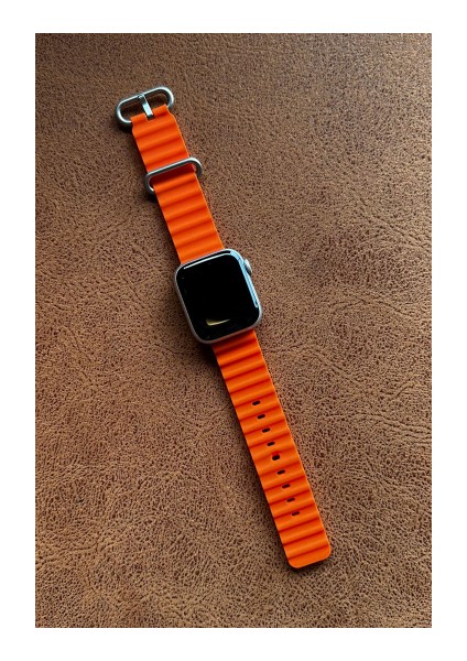 Apple Watch 3 Uyumlu 38MM Ocean Kordon Kaliteli Silikon Kayış Turuncu