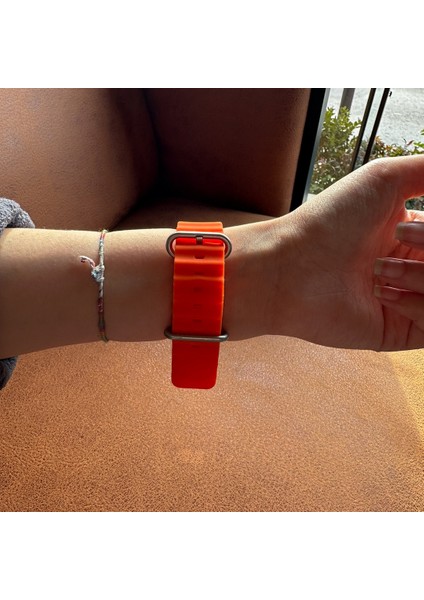 Apple Watch 3 Uyumlu 38MM Ocean Kordon Kaliteli Silikon Kayış Turuncu