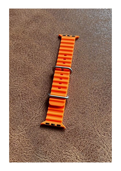 Apple Watch 3 Uyumlu 38MM Ocean Kordon Kaliteli Silikon Kayış Turuncu
