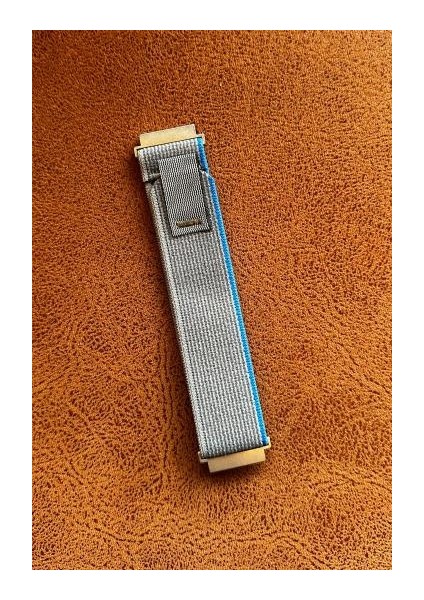 Amazfit Gtr 2e (46MM) Uyumlu 22MM Trail Loop Kordon Cırtlı Kumaş Kayış Gri-Mavi