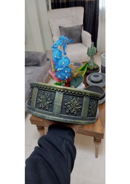 Retro Beton Saksı Yuvarlak Gri Eskitme indirimleri