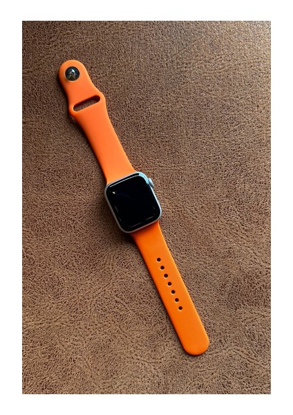 Apple Watch Ultra Uyumlu 49MM Klasik Kordon Silikon Kayış Turuncu