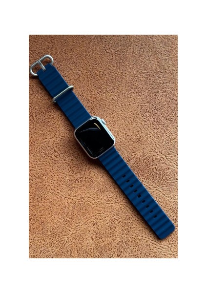 Apple Watch 7 Uyumlu 41MM Ocean Kordon Kaliteli Silikon Kayış Lacivert