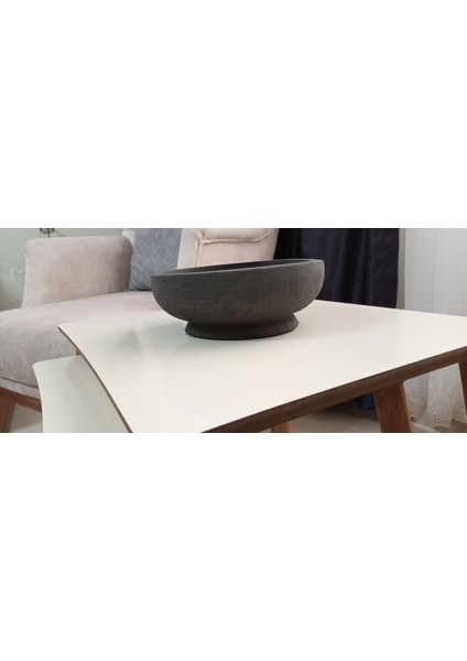 Beton Bonsai Saksısı Siyah Çift Taban