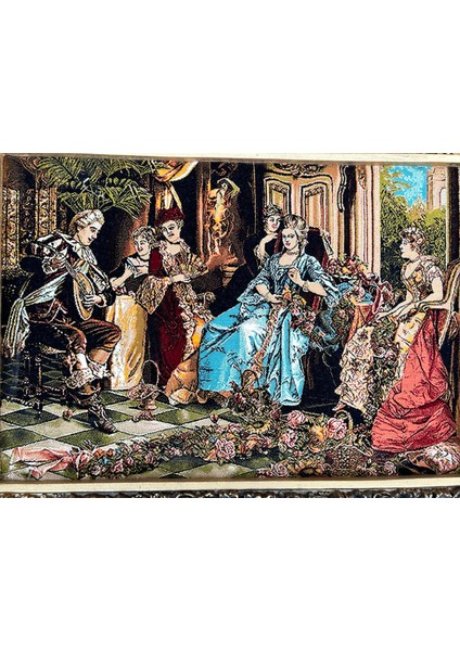 Çay Partisi Adlı Iran Tebriz Halı Tablo 95X74CM - Duvar Halı Kilim Tablo fiyatları