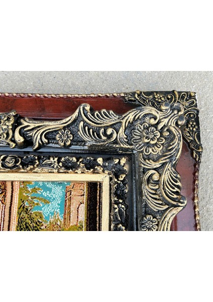 Çay Partisi Adlı Iran Tebriz Halı Tablo 95X74CM - Duvar Halı Kilim Tablo indirimleri