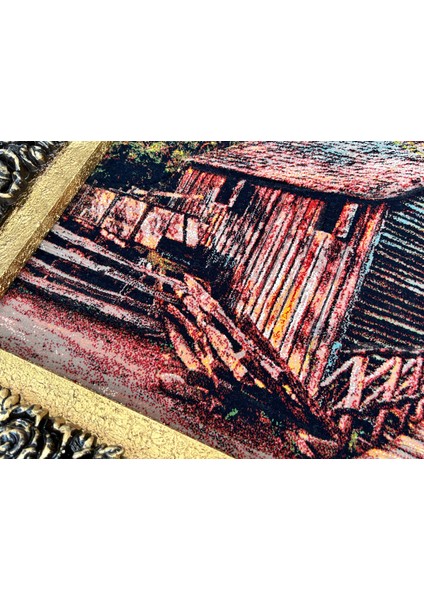 Ormandaki Kulübe Adlı Iran Tebriz Halı Tablo 95X75CM - Duvar Halı Kilim Tablo fırsatları