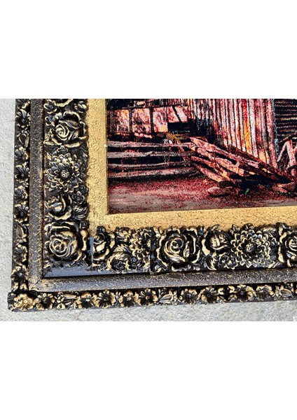 Ormandaki Kulübe Adlı Iran Tebriz Halı Tablo 95X75CM - Duvar Halı Kilim Tablo indirimleri