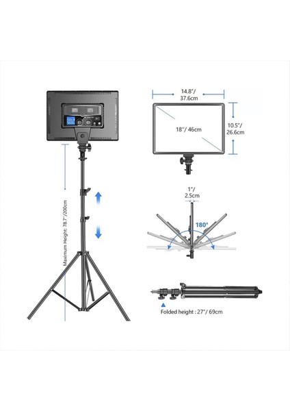 ,SL-288A Soft Light Soft Işık Seti, 2 Metre Döküm Ayaklı,taşıma Çantası Hediyeli