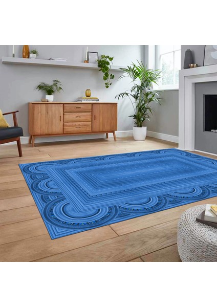 Dijital Baskılı Kaymaz Taban Yıkanabilir Jüt-Hasır Desen Mutfak Salon Halısı, V-Jüt-08-Mavi, fiyatları