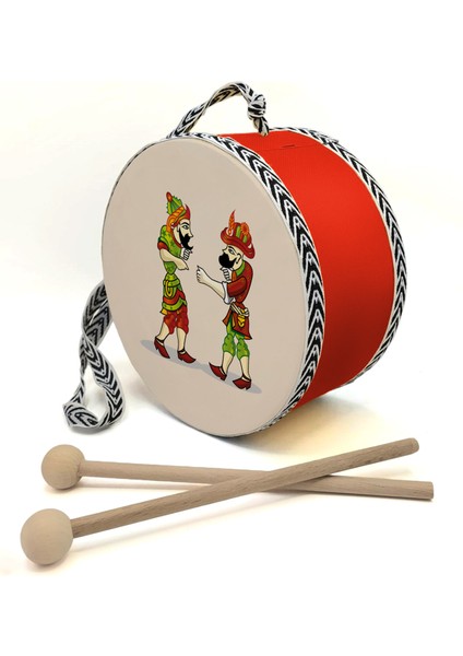 Çocuk Ramazan Davulu Hacivat Karagöz Baskılı Kırmızı