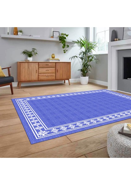 Dijital Baskılı Kaymaz Taban Yıkanabilir Jüt-Hasır Desen Mutfak Salon Halısı, V-Jüt-20-Mavi, fiyatları