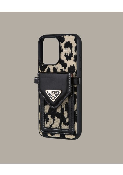 Leopar Beyaz Çantalı Telefon Kılıfı - DK159 - iPhone 13 modelleri