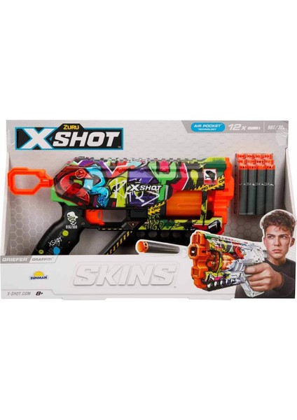 X-Shot Skins Griefer 12 Mermili Sünger Dart Atan Silah 32 cm S00036561 Graffiti fırsatları