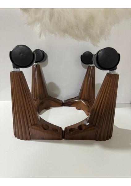 Tekerlekli Sehpa Masa Ayağı,akıllı Sehpa Ayağı, Sihirli Sehpa Ayağı Çizgili Ceviz 4 Adet 360 Derece 20 cm