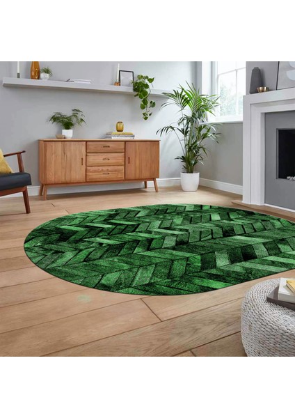 Dijital Baskılı Kaymaz Yıkanabilir Oval Patchwork Yolluk Salon Halısı, V-O-Patchwork-13-Yeşil, fiyatları