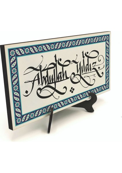 Geleneksel Hat Sanatı ile Mdf Üzerine Yazılı Masaüstü Isimlik