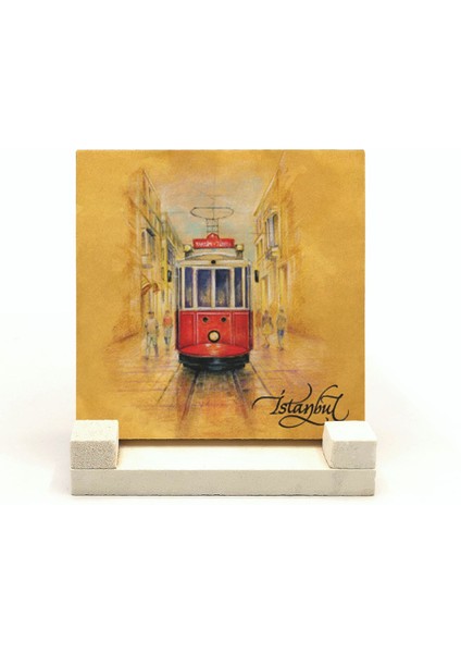 Nostaljik Tramvay Baskılı Doğaltaş Masaüstlük fiyatları