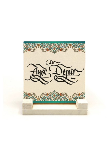 Geleneksel Hat Sanatı ile Doğal Taş Üzerine Yazılı Masaüstü Isimlik fiyatları