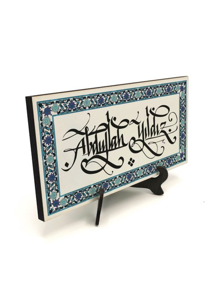 Geleneksel Hat Sanatı ile Mdf Üzerine Yazılı Masaüstü Isimlik